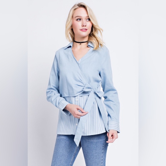 Blue linen top - Picture 1 of 8